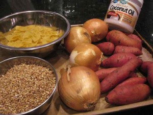 We used roasted sweet potatoes and added some bowtie pasta 